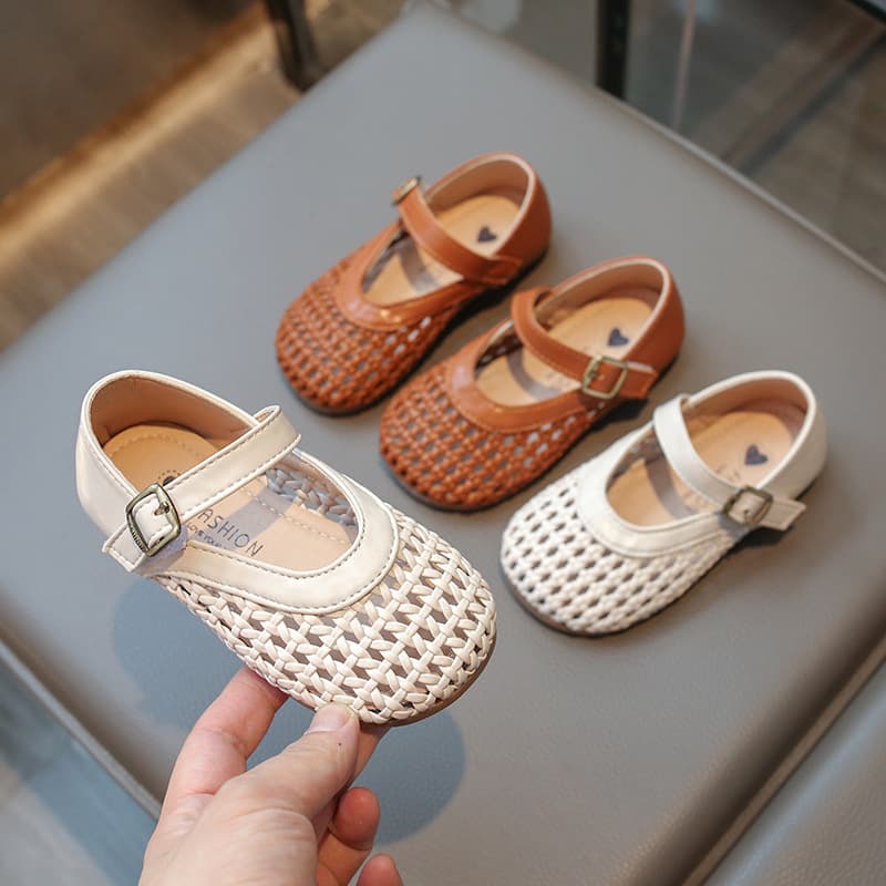 Children's Shoes Summer New Style Girls Small Medium And Large Children's Solid Color Versatile Closed Toe Sandals Trend