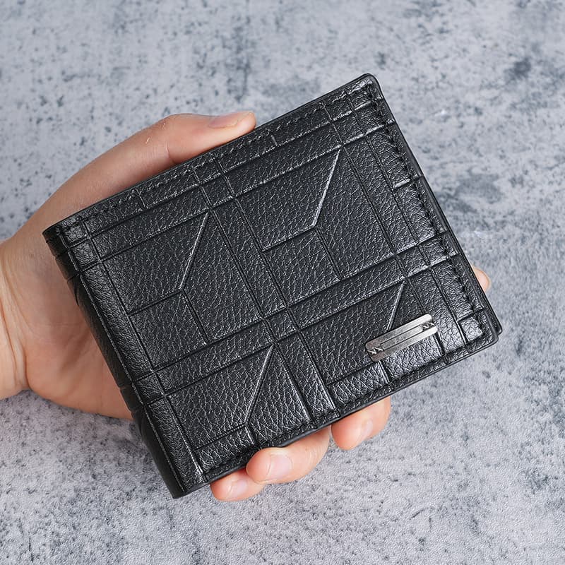 Men's Wallet Men's Short Wallet Youth Fashion Plaid Horizontal Soft Wallet Large Capacity Multi Card Wallet