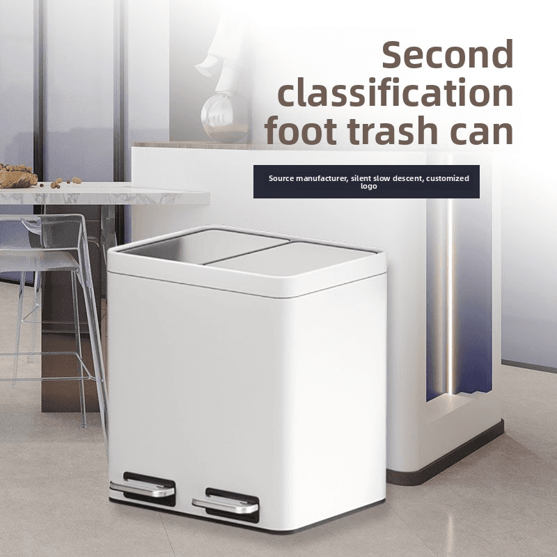 Stainless Steel Dual Compartment Step Trash Can – 10L+10L / 14L+14L / 25L+25L / 50L+50L – Commercial-Grade For Offices & Public Areas​