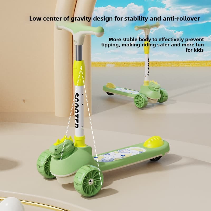 Foldable Children's Scooter for Boys And Girls Aged 2-6 Sit-On Design Unisex Plastic Scooter Manual Control No Battery Required