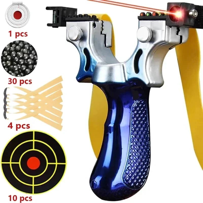 Non-Slip Shooting Bag Hunting Gradient Rubber Band Steel Ball Laser Slingshot Outdoor Blue Aiming Practice