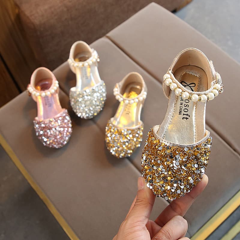 Mother & Kids 2025 Spring Summer Shoes For Girls Baby Princess Shoes Children's Casual Shoes Sequined Shoes Pearl Dance Shoes