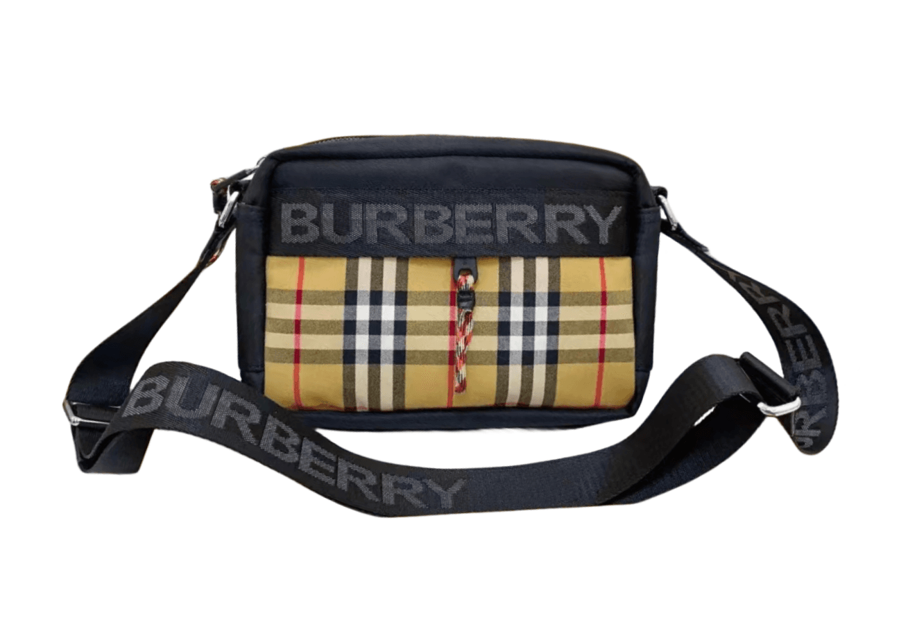 (BURBERRY) classique hommes toile Plaid Patchwork Colorblocking à carreaux simple épaule bandoulière caméra taille sac