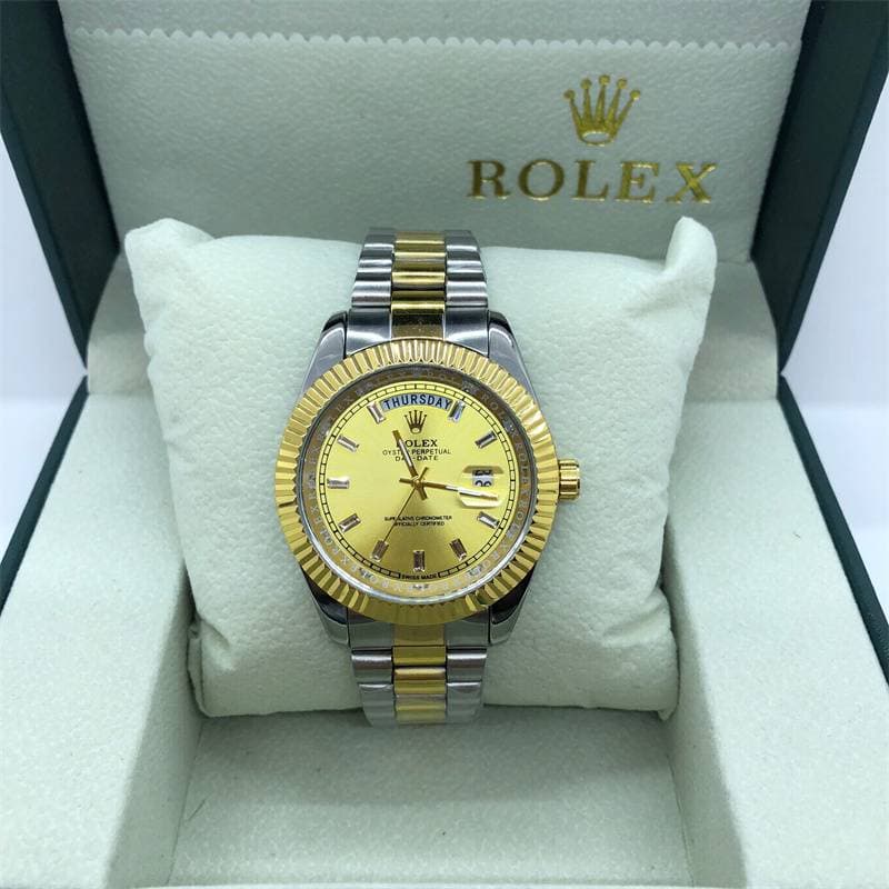 Montre à quartz classique pour homme, double calendrier, cadran diamanté, bracelet en acier à 3 perles