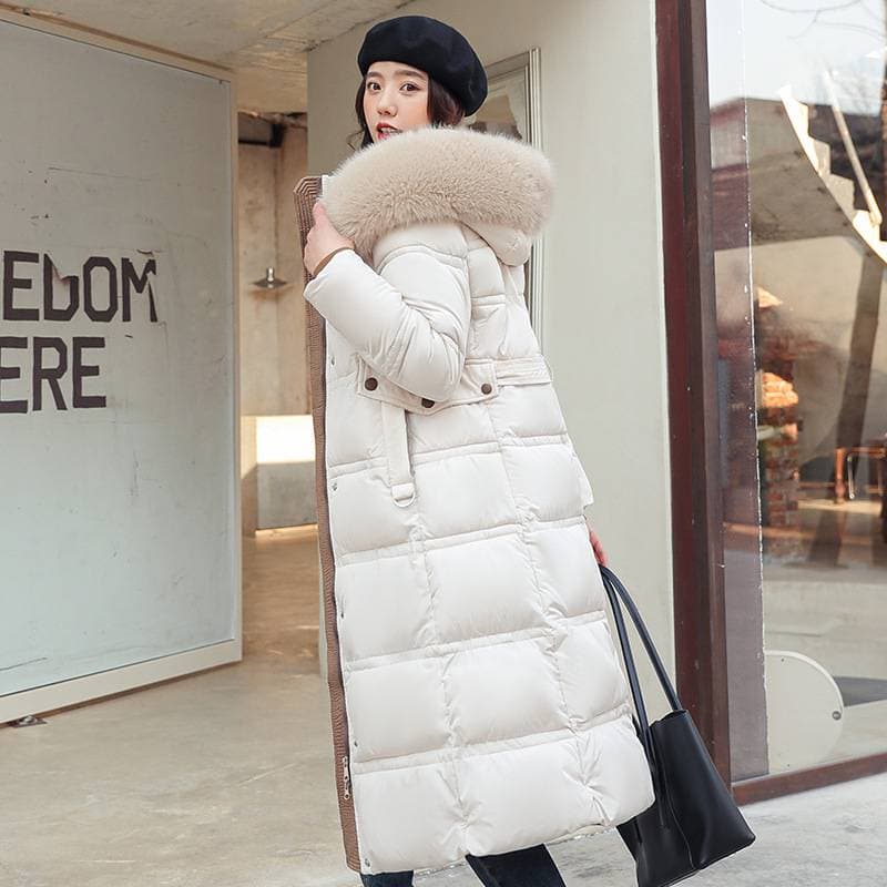 Manteaux d'hiver Veste matelassée en coton pour femmes Veste matelassée en coton Mi-longue Longueur genou Version coréenne Veste matelassée en co