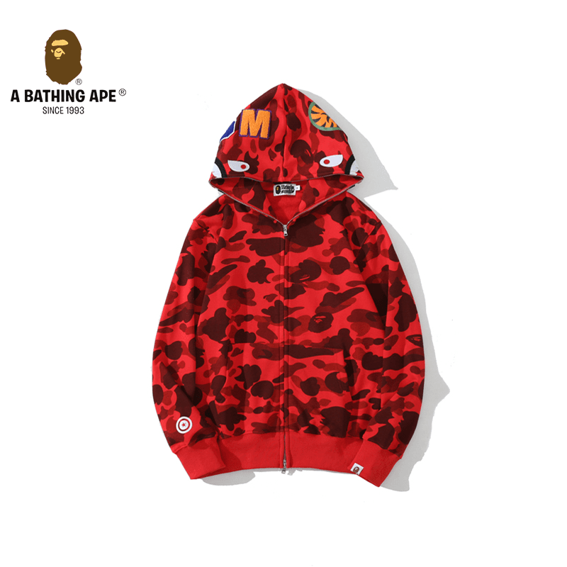 A BATHING APE ABC CAMO High Quality Pure Cotton Version SHARK FULL ZIP HOODIE MENS AND WOMEN