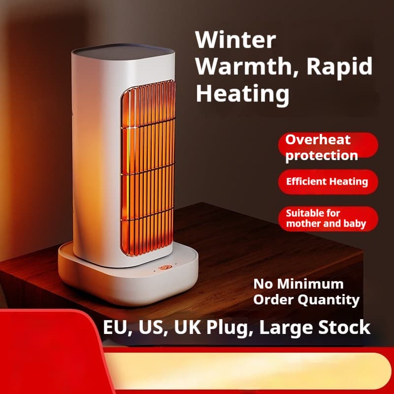 1300W PTC Ceramic Space Heater With 60° Oscillation - Compact Tower Design, Overheat & Tip-Over Protection, EU/US/UK Plug Options