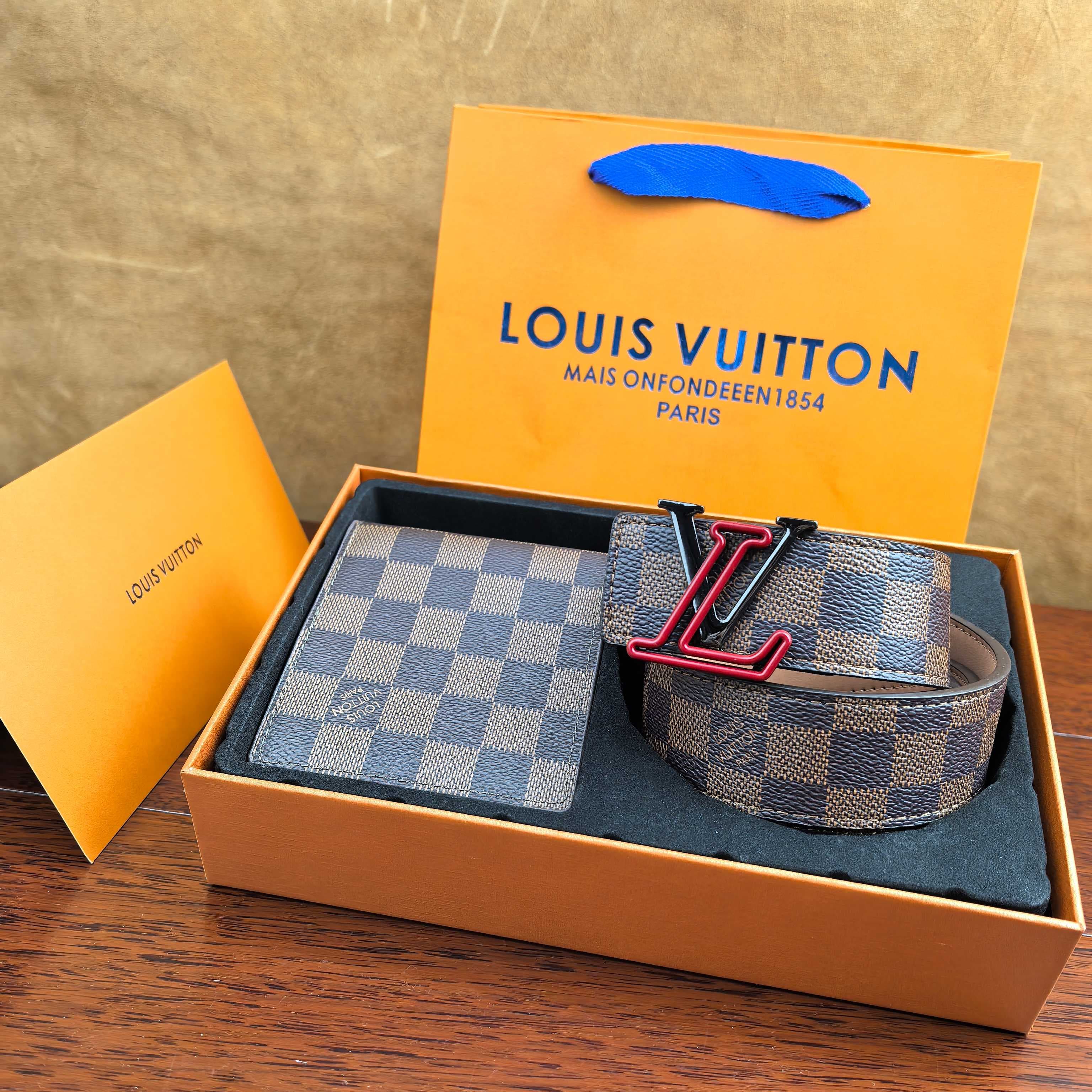 Coffret cadeau - Combinaison portefeuille et ceinture pour homme, luxueuse et tendance