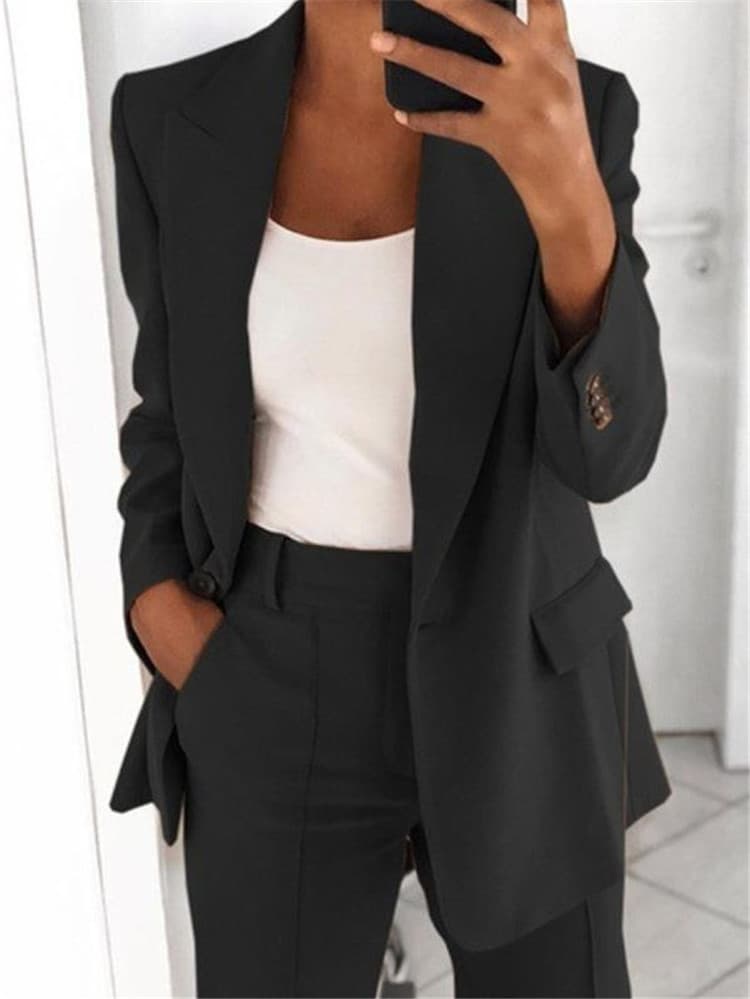 Women's Fashion Lapel Slim Cardigan Temperament Suit Jacket For Women