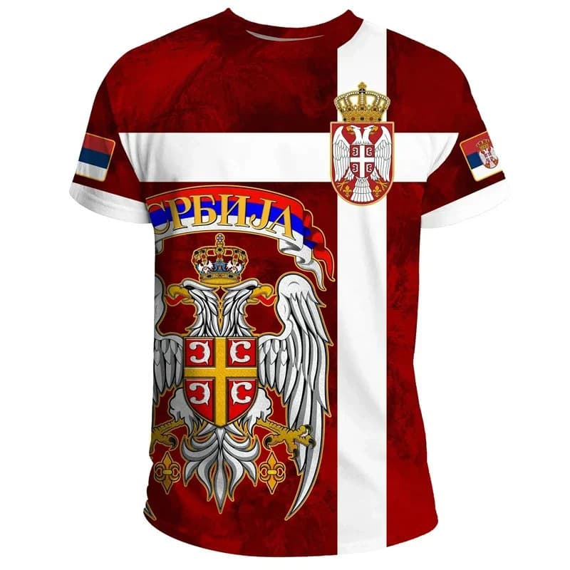 Unbeatable Quality Serbia Flag Pattern Fashion 3D Printed T-shirt Men's Street Wear Sports Top