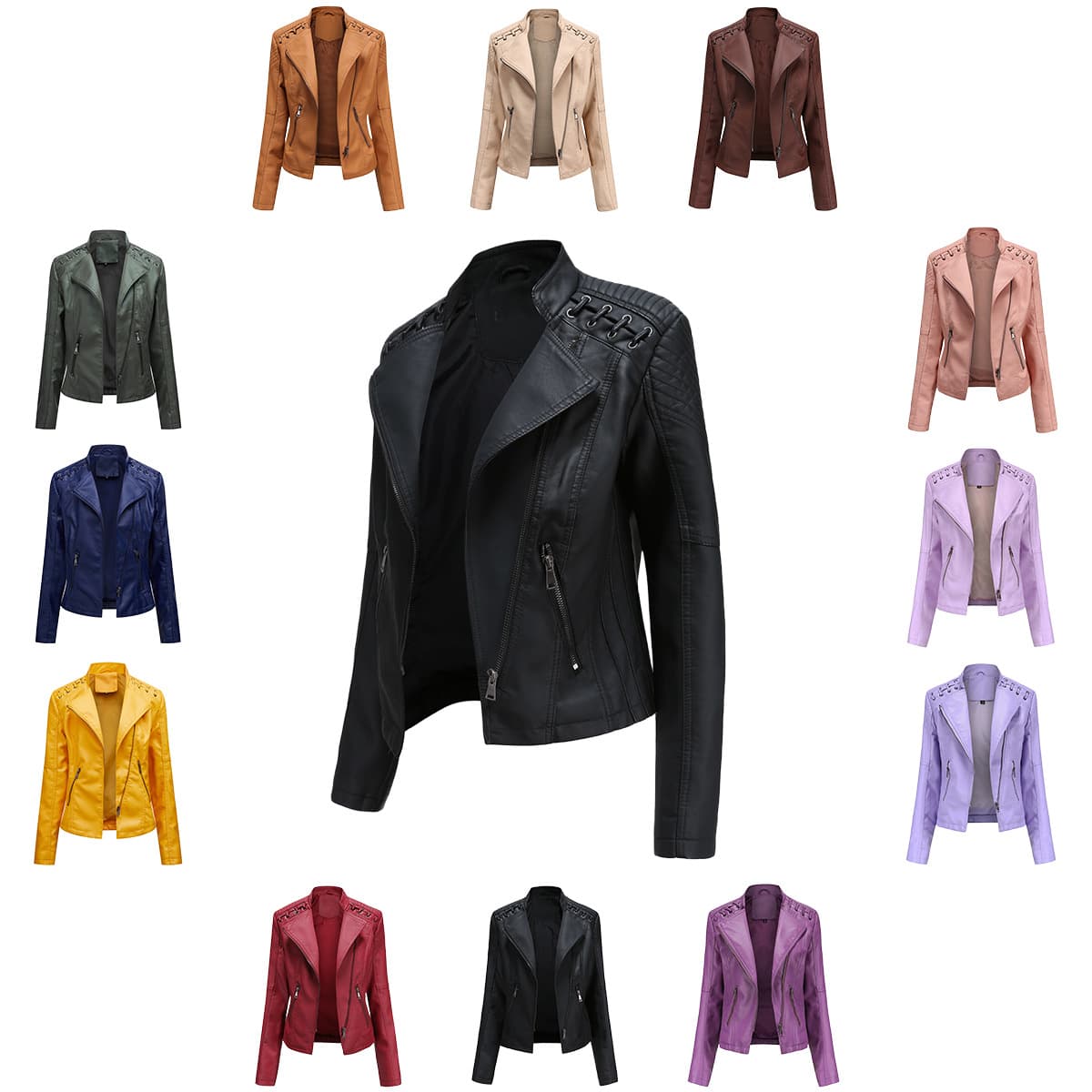 Women's Clothing Women's Leather Jacket Women's Short Jacket Slim Fit Thin Leather Jacket Ladies Motorcycle Suit