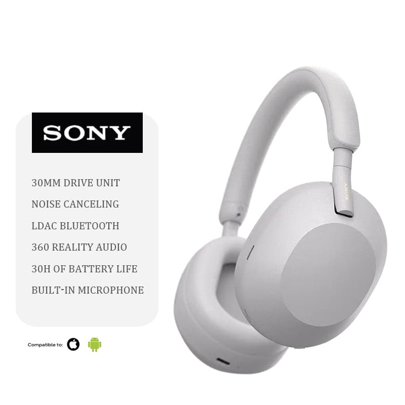 [Garantie et assistance] Casque sans fil portable WH1000XM5 Bluetooth original avec réduction de bruit, basses intégrées, compatible iOS/Android e