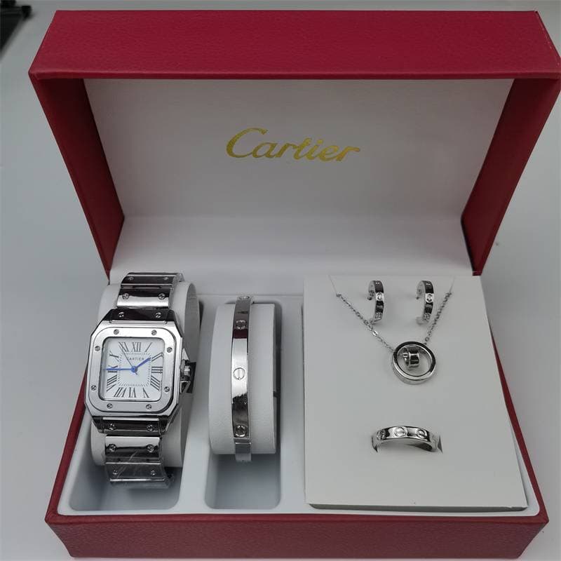 Montres pour hommes, ensemble de cinq pièces, montres à quartz à cadran carré rétro tendance