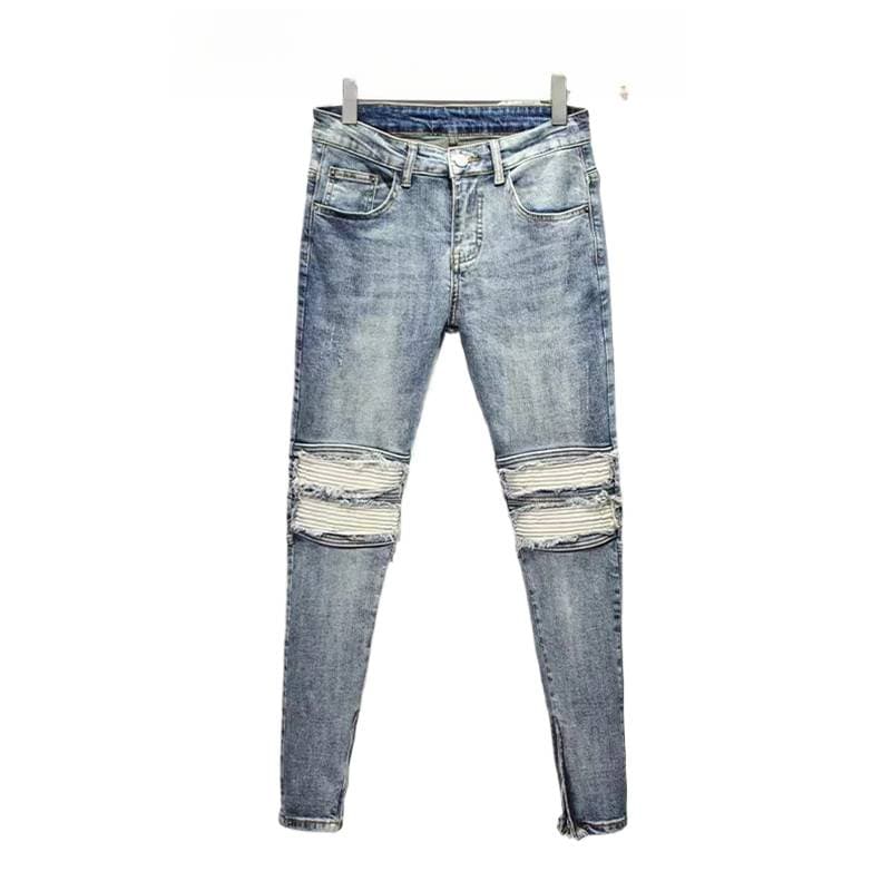 Jeans pour hommes Pantalons à neuf points Slim Double Zipper Stretch Pantalons décontractés Longs