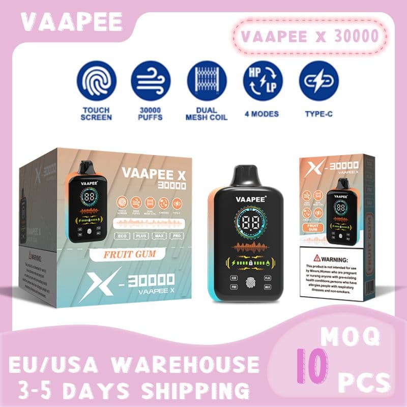 Pod jetable Vaapee X 30 000, 30 000 bouffées, saveurs de fruits, 2025