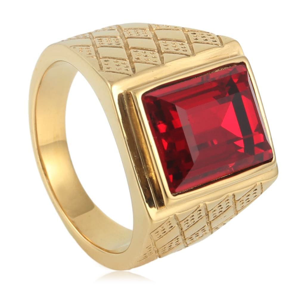 Fashionable square agate diamond shaped titanium steel ring, domineering ring FY28057