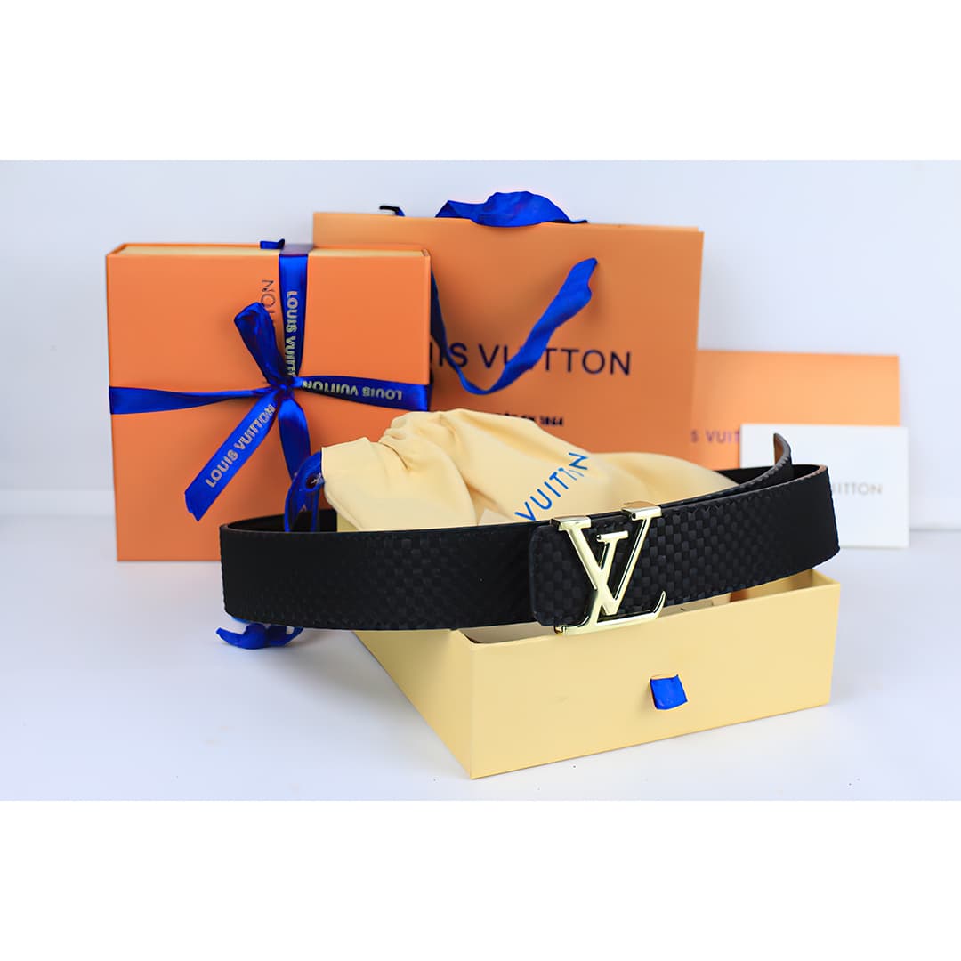 Ceinture classique en cuir véritable pour homme avec patchwork à carreaux et coffret cadeau durable