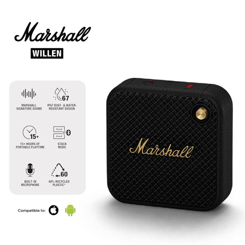 Marshall Willen / Emberton II Haut-parleurs Bluetooth sans fil Haut-parleur extérieur portable Hifi Subwoofer Appel mains libres avec microphone