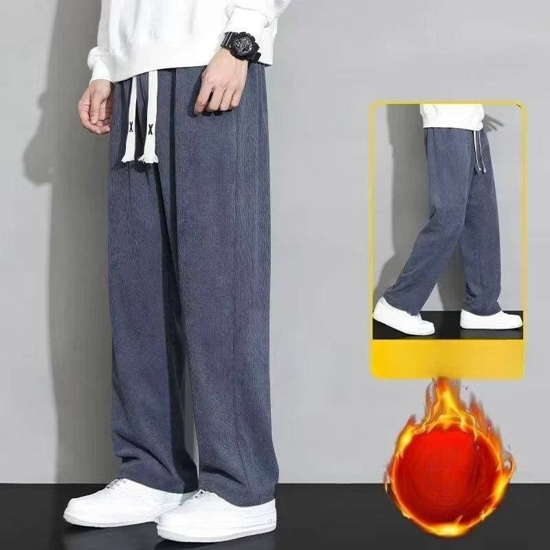 Men's Clothing Drape Straight Casual Pants Men Autumn And Winter Plus Velvet Loose Warm Sweatpants Sports Wide Leg Corduroy Trousers