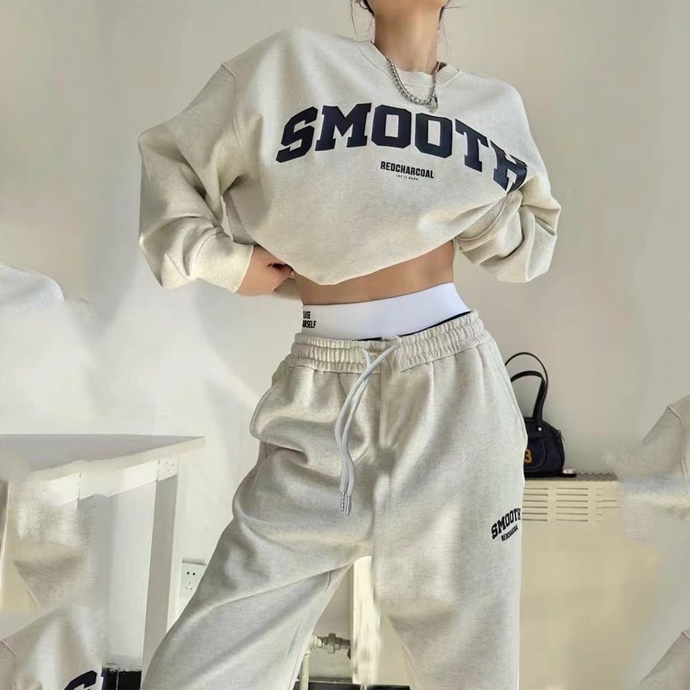 Women's Active Sets Casual Sportswear Suit For Women In Autumn Loose And Versatile Sweatshirt And Sweatpants Student Running Two Piece Set