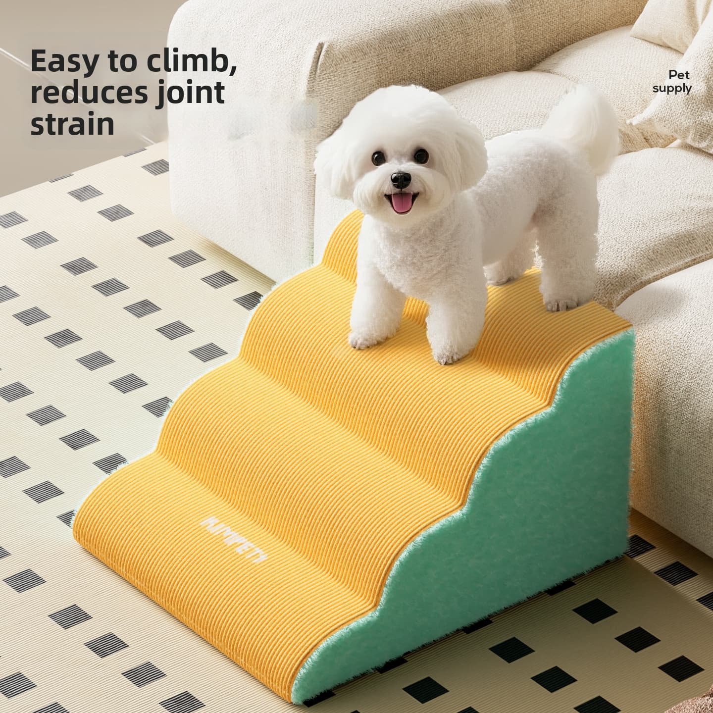 Non Slip Pet Ramp Stairs Wear Resistant Washable Sponge Steps For All Seasons Auxiliary Climbing Ladder For Elderly Cats And Dogs
