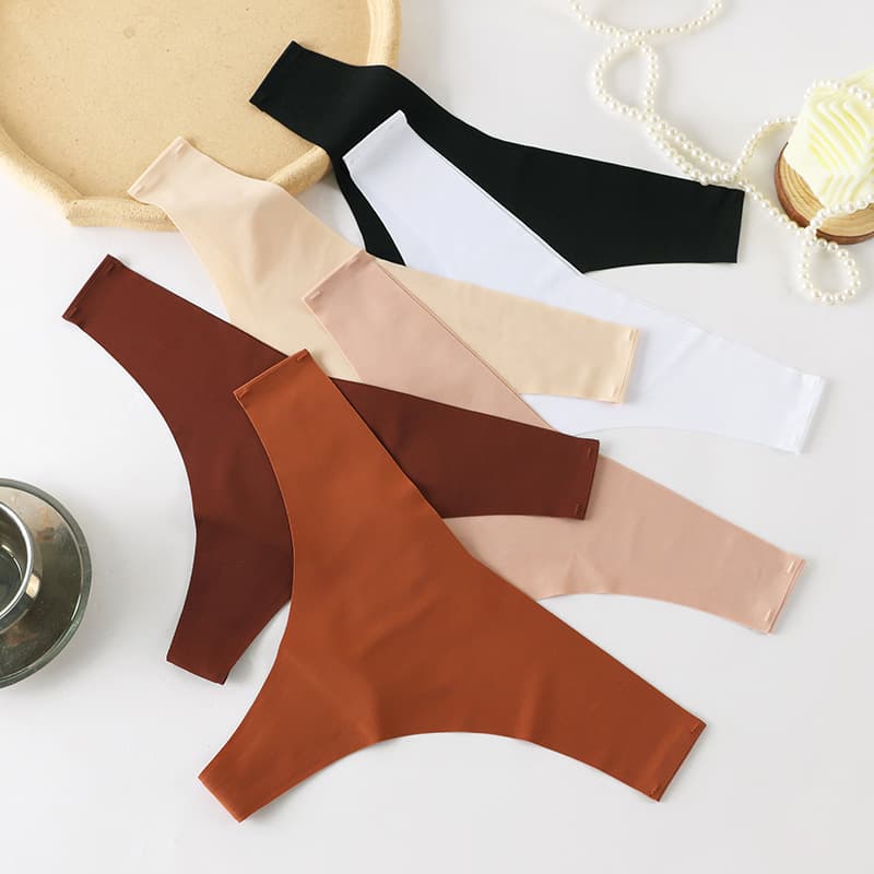 Foreign Trade Style European And American Thongs Ice Silk Underwear Ladies Full Cotton Crotch Low Waist Sexy Pure Desire Fun Briefs Wholesale