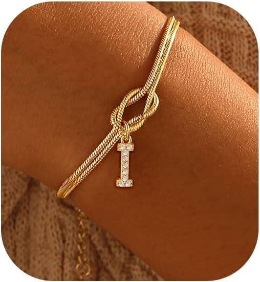 Bracelet en zircon avec 26 lettres, tendance, nœud concentrique, rond, en os de serpent, pour couple, amitié, bijoux de main