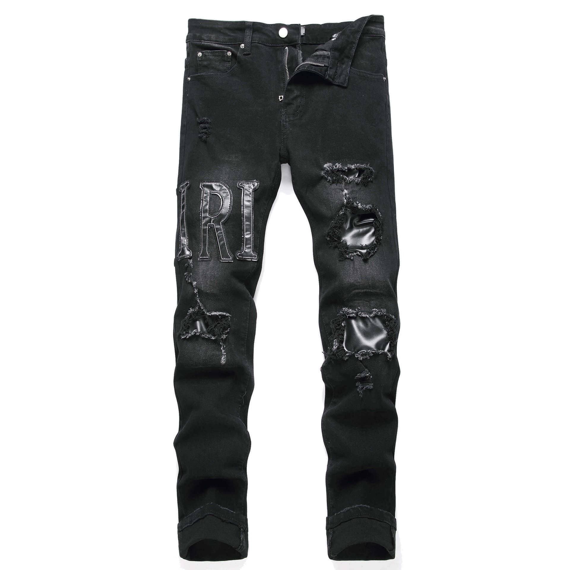 Jeans skinny stretch tendance automne/hiver pour homme, coupe slim déchirée.