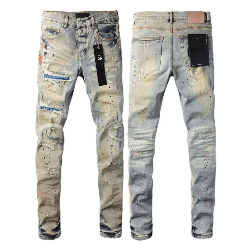 Jean slim pour homme avec écusson brodé, style décontracté et tendance, pantalon en coton déchiré