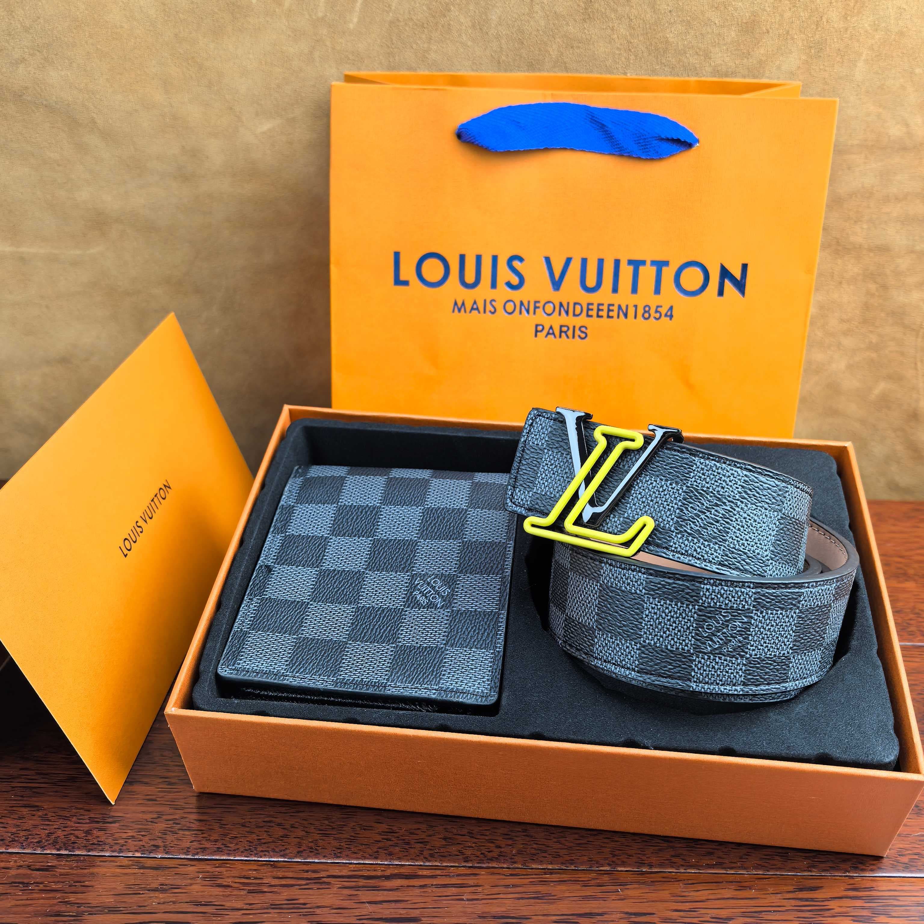 Coffret cadeau - Combinaison portefeuille et ceinture pour homme, luxueuse et tendance