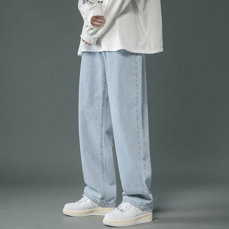Men's Relaxed Fit Straight Leg Jeans | Winter & Spring Casual Trousers With Classic Solid Color & Wide Leg Design For Everyday Comfort