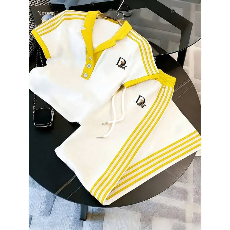 Ensemble décontracté à rayures sport pour femme - Tenue deux pièces décontractée à quatre rayures - 1