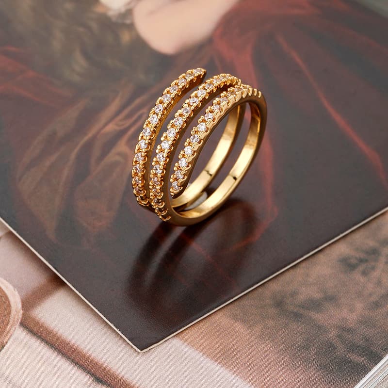 ins new micro-paved zircon three-layer surround ring women's niche high-end light luxury versatile exquisite ring ring