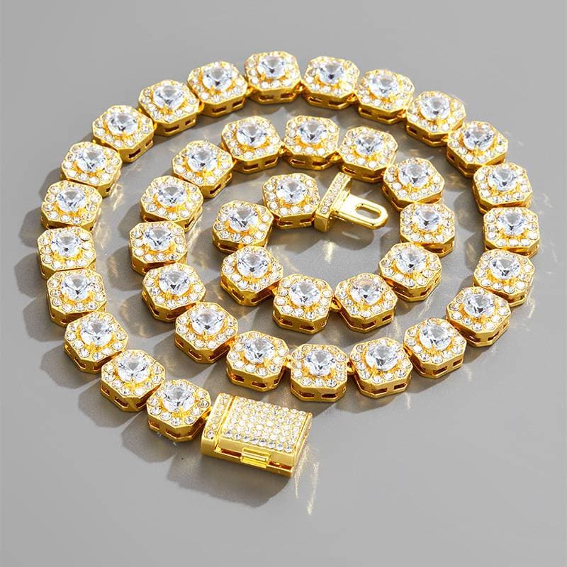 11mm square zircon rock candy chain personalized fashion design accessories full diamond Cuban chain jewelry