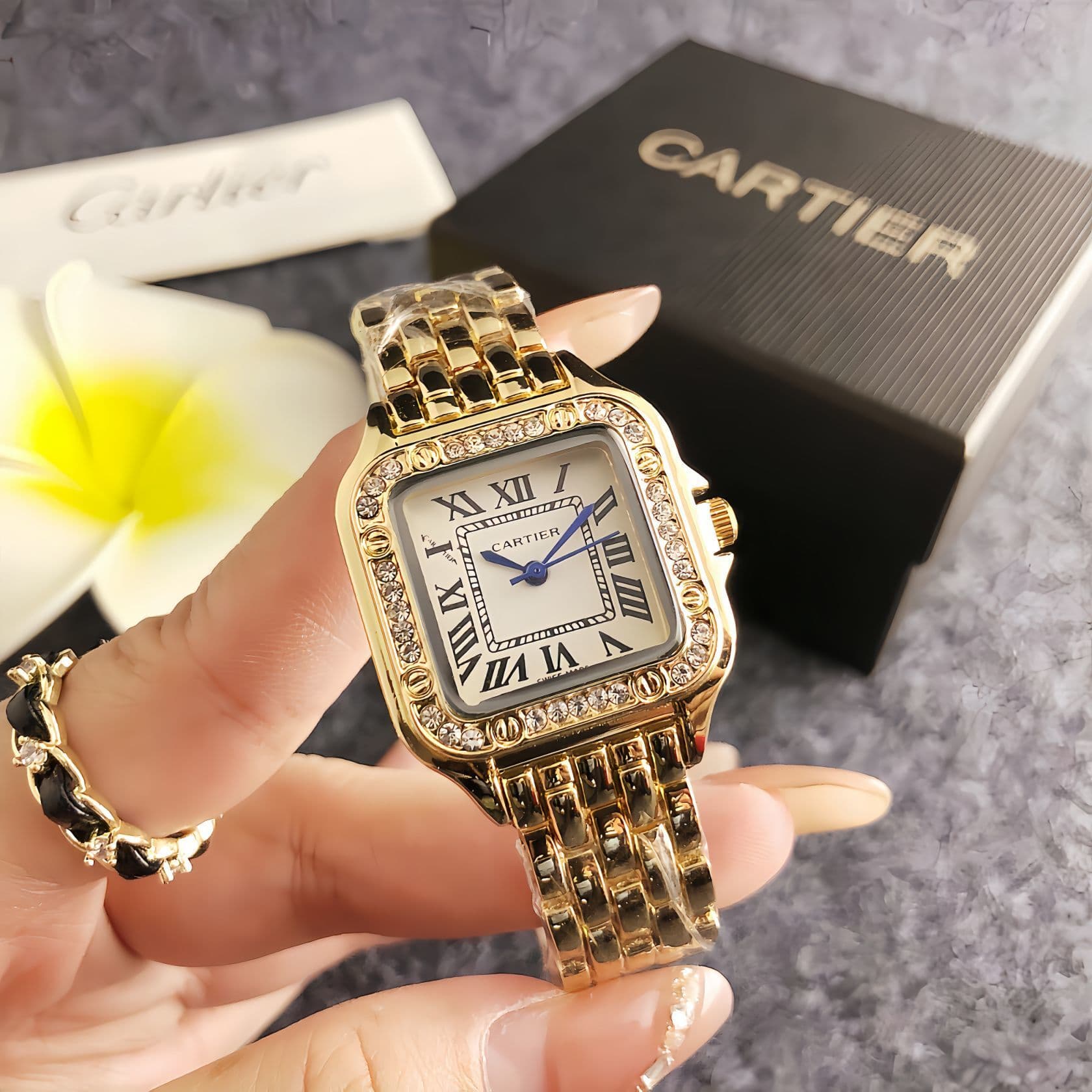 Montre carrée haut de gamme pour femme, style vintage distinctif, collection Guépard