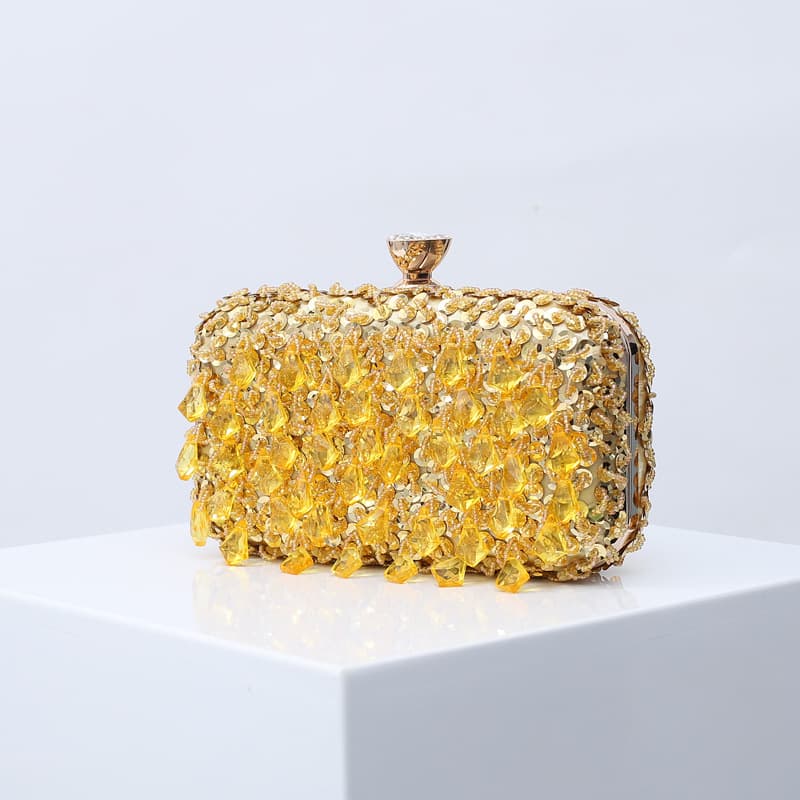 New beaded embroidered banquet bag lady's clutch handmade beaded dinner bag tassel dress bag