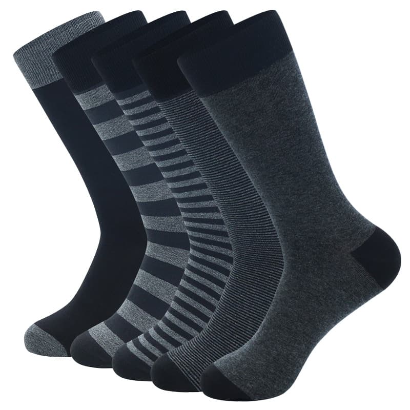 Women's Socks Large Size Striped Pure Black Business Cotton Socks