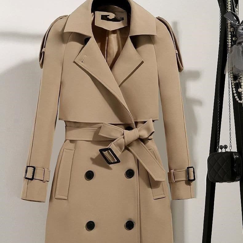 Women's Clothing mid length trench coat autumn and winter slim waist slimming atmospheric ladies warm student jacket