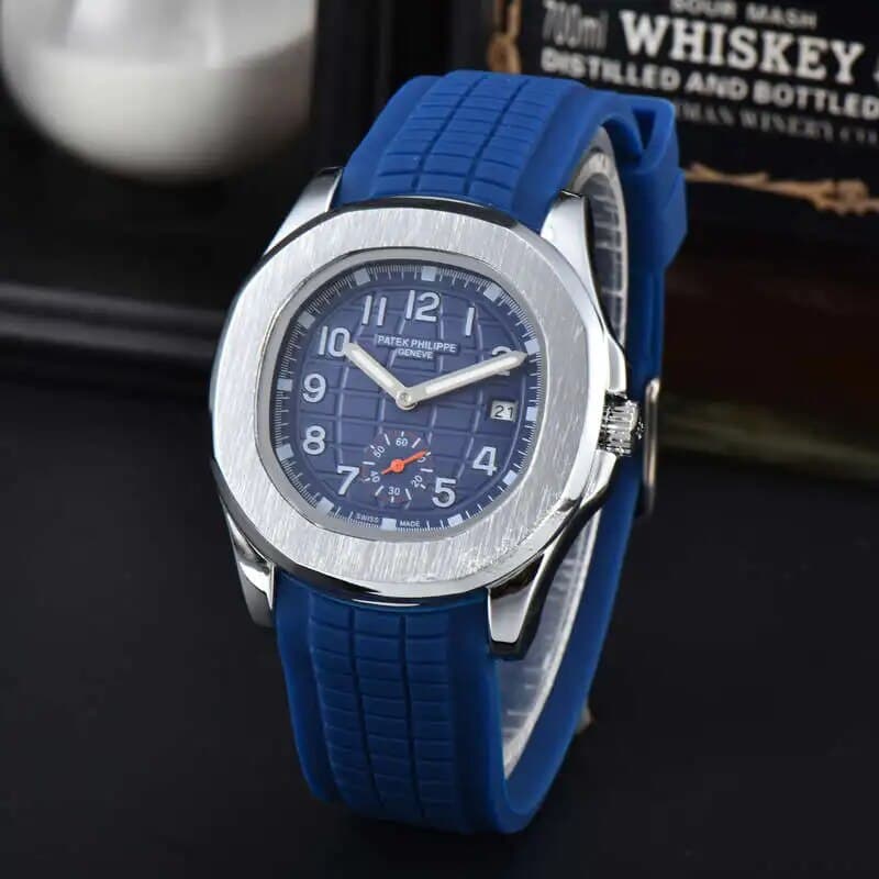 Montre à quartz Patek Classic noire pour homme, bracelet en caoutchouc, de haute qualité