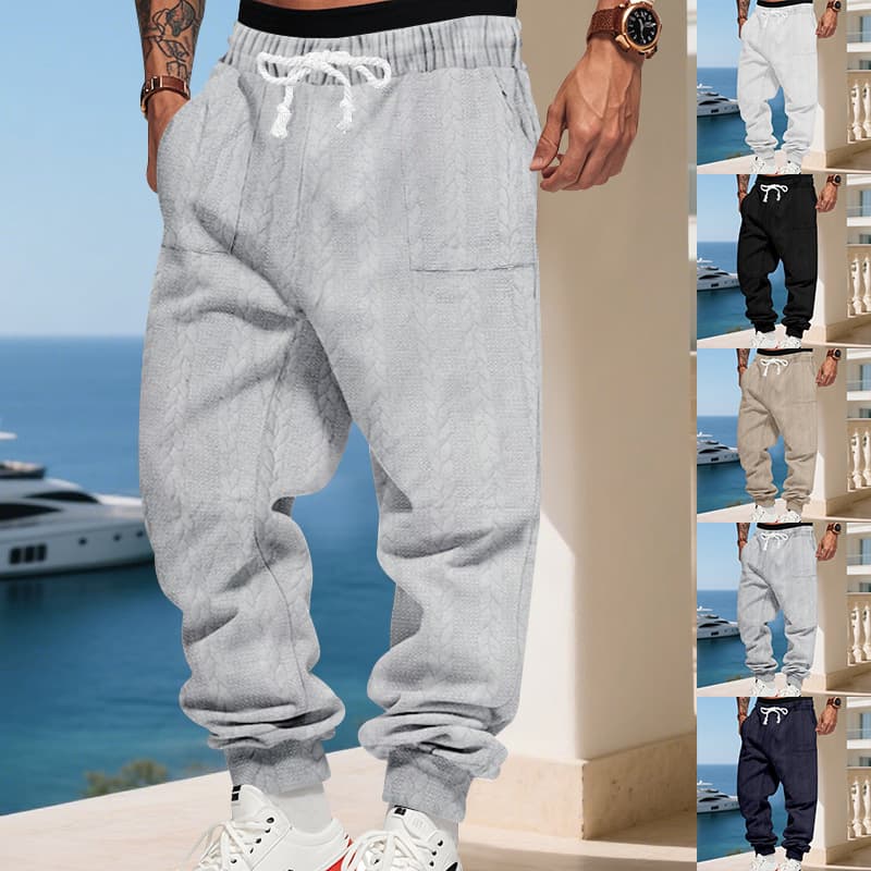 Men's Clothing Loose Sports Jogging Casual Jacquard Sweatpants Winter Casual Jogger Pants With Elastic Cuffs Loose Fit Comfortable Athletic Trousers​