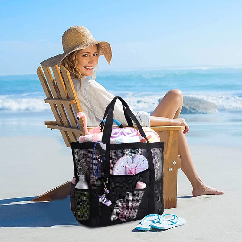 Large Capacity Mesh Beach Bag Toy Storage Bag Portable Beach Bag Mesh Storage Bag Bathroom Storage