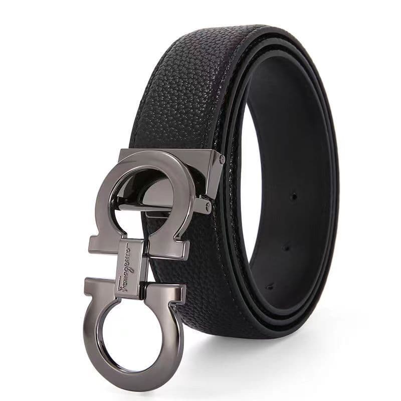 Ceinture en cuir à boucle lisse pour homme, style business, haut de gamme, tendance, élégante et durable