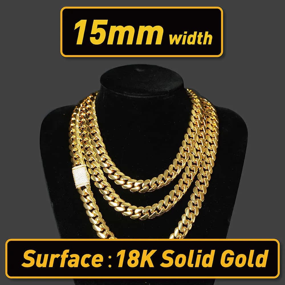 Collier ras du cou à maillons personnalisés en or, chaîne cubaine Miami, 20mm