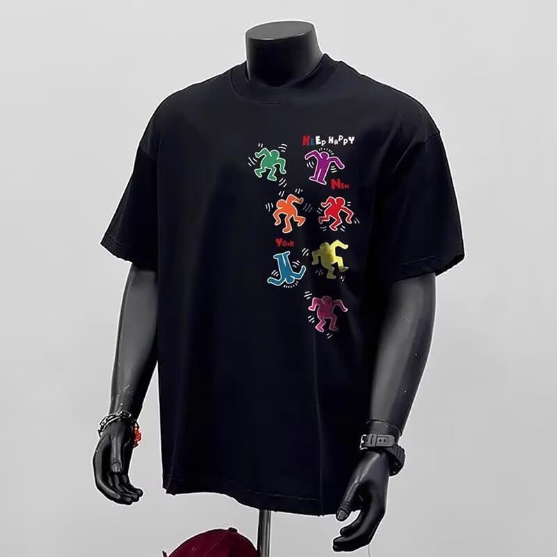Men's Clothing Casual Color Animal Shrimp Round Neck Printed White T Shirt Short Sleeve Men And Women