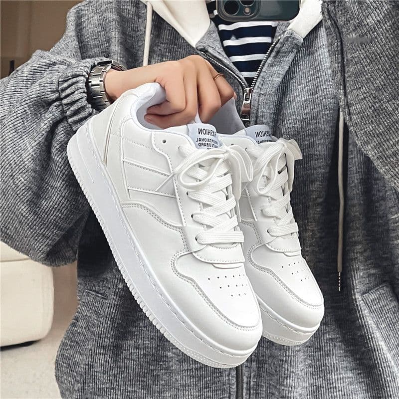 Men's Casual Sneakers Breathable Round Toe White Shoes For Summer And Fall Fashion Lightweight Comfortable Walking Shoes Men's Shoes For Autumn