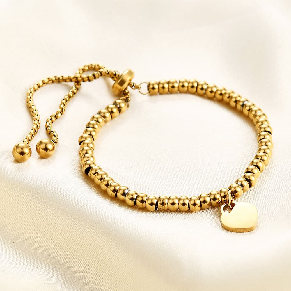 4MM stainless steel round bead chain love retractable adjustable laser bracelet
