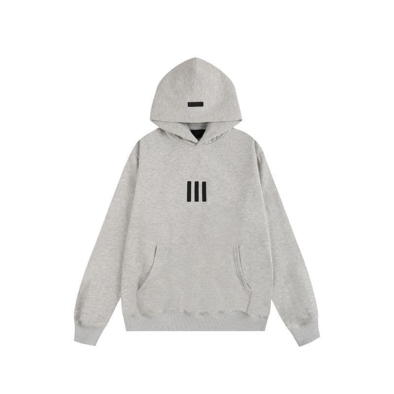 Sweat-shirt ample à double ligne FOG ESSENTIALS Saison 8 avec lettres floquées au dos, en éponge à capuche
