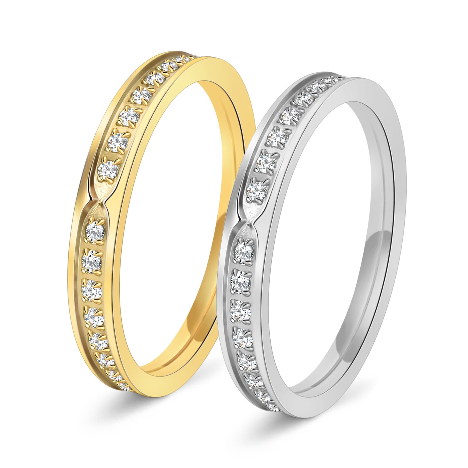 Women's Jewelry High End Stainless Steel Engagement Wedding Ring With Diamonds Jewelry Simple Ring