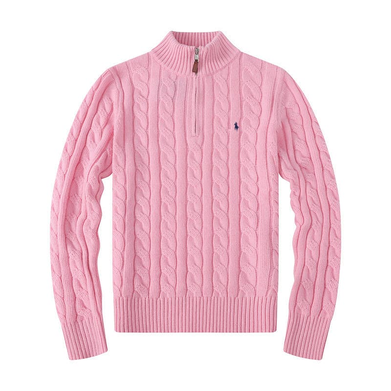 Pull d'hiver à fermeture éclair Pull en tricot torsadé Pull en laine décontracté Pull épais et chaud