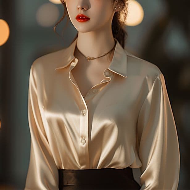 Women's Clothing Spring Champagne Color Temperament Versatile Professional Shirt Drape Long Sleeve Top